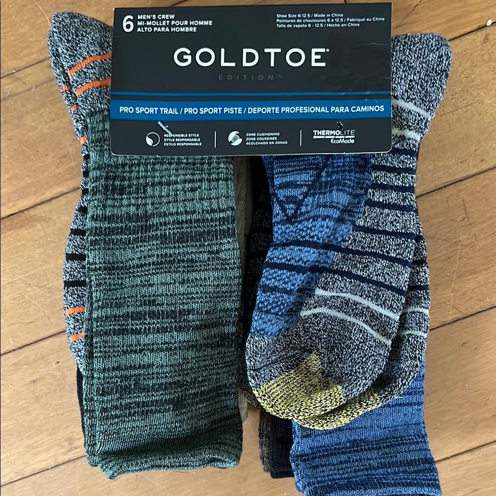 NWT 6-12.5 Gold Toe 6-Pack Men's Athletic Socks Crew